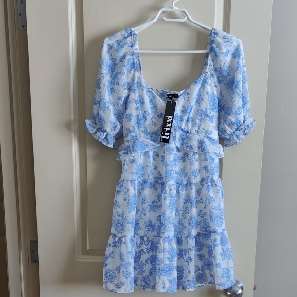 Tiered Blue Floral Dress by Trixxi
